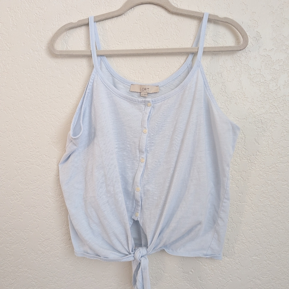 LOFT Sky Blue Button-Front Camisole